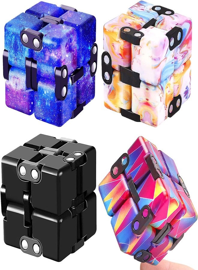 IGINOA 4 Packs Infinity Cube Toy Stress Relieving Game for Kids and Adults,Cute Mini Unique Gadget Anxiety Relief Kill Time Magic Puzzle Flip ADD, ADHD, Killing - Image 1